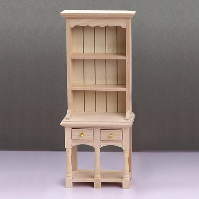 Mini Furniture Model - 1 12 Scale Wooden Storage Cabinet for Dollhouse Beige Miniature Stuff with 2-Door Drawer Design Perfect Dollhouse Accessories