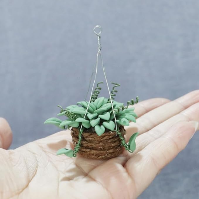 Garneck 3Pcs 1:12 Mini Dollhouse Resin Plant Decor - Cute Tiny Green Plant Accessories for Dollhouse and Miniature Garden