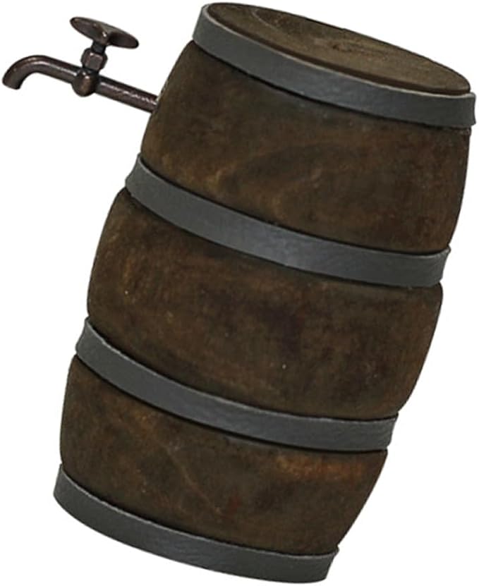 KONTONTY Mini Wooden Beer Barrel with Faucet Miniature Fairy Garden Decor Vintage Small Wine Container Dollhouse Accessories for Creative Home Model Display