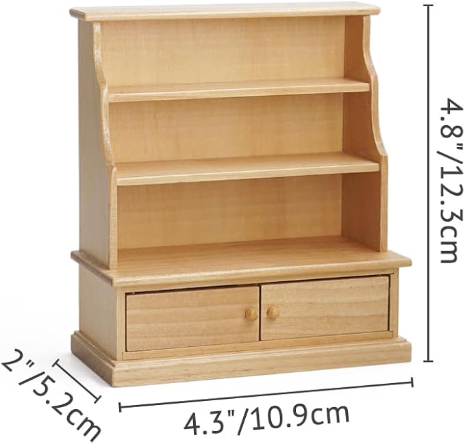 Odoria Dollhouse Bookcase Shelf Miniature: 1/12 Scale Bookshelf Storage for Living Room Antique Retro - Mini Library Wall Display Cabinet - Tiny Wood Furniture Vintage