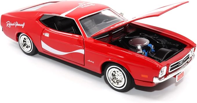 Motor city classics Coca-Cola Diecast Collectible | 1971 Ford Mustang Sportsroof | 1:24 Diecast Scale Model 424071 | Officially Licensed Coca-Cola Diecast