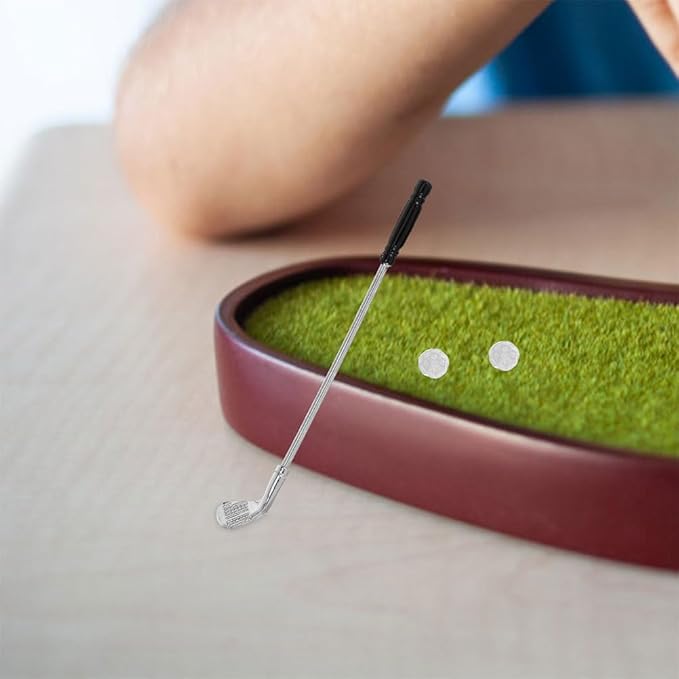 Homoyoyo Mini Golf Clubs Realistic Alloy Miniature Golf Set for Dollhouse Themed Party Decoration Enthusiasts