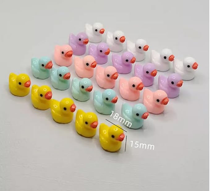 100pcs Mini Resin Duck,15 mm Dollhouse Décor for Aquarium Decor Micro Fairy Garden Landscape Hide,Seek Party Toys,Easter Basket Stuffer, Gift for All Ages (Nonluminous-Blue)