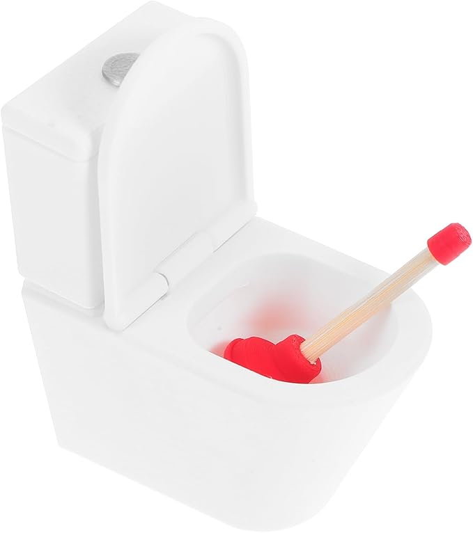 LUOZZY 2 Pcs Miniature Dollhouse Toilet with Plunger for Realistic Bathroom Model Decorations