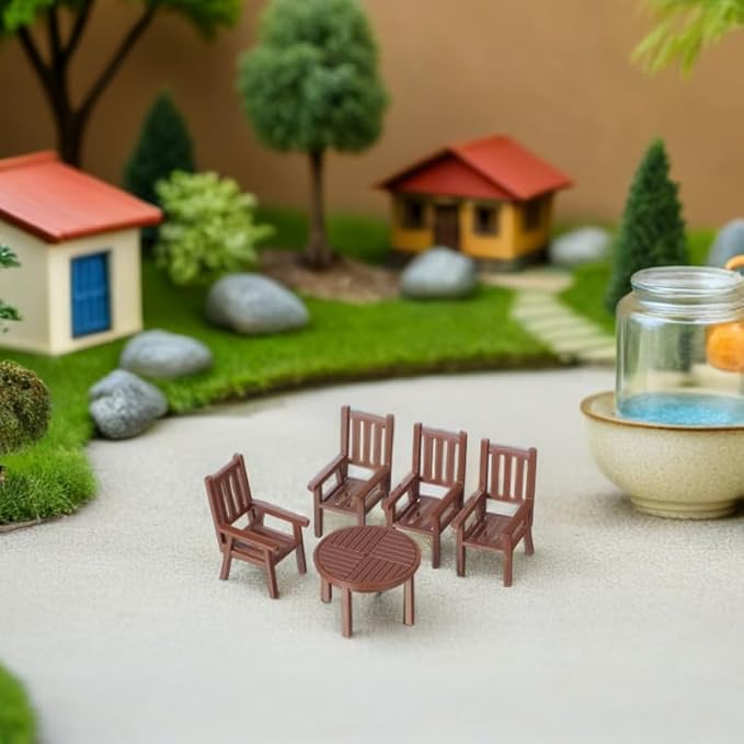 2 Sets Miniature Table Chair Set Dollhouse Furniture Accessories for Micro Landscape Decoration and Photography Props Realistic Tiny Dollhouse Furniture for Creative Projects