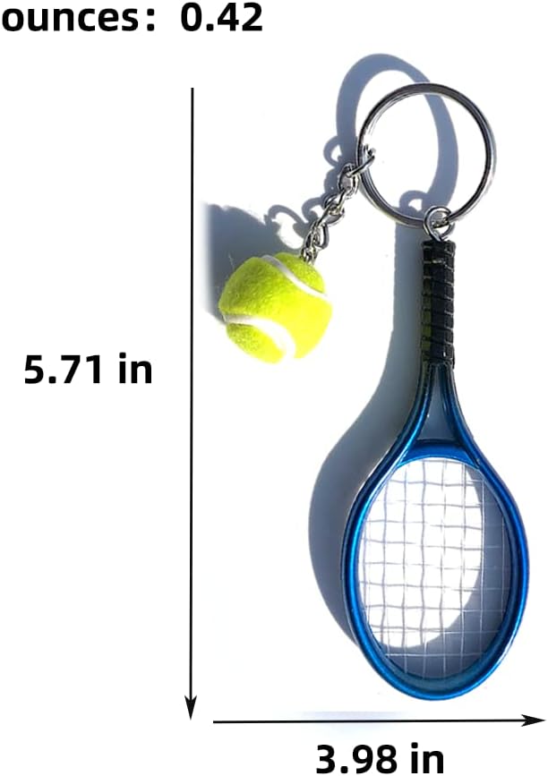JINZHOUFZ Color Mini Tennis Racket with Ball Keychain Key Ring