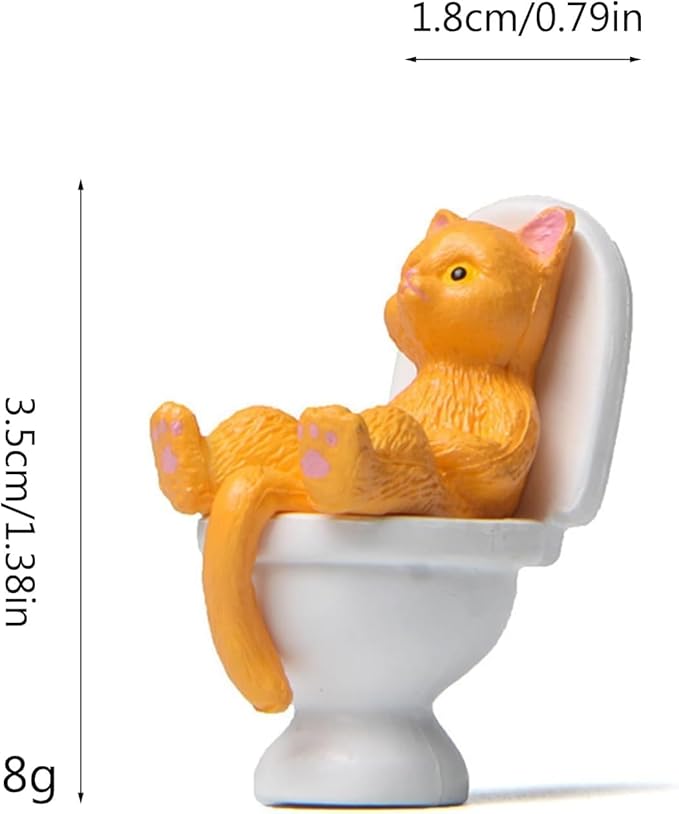 Czhotg Black Cat Toilet Figurine - Garden Ornament, Desktop Decor and Landscaping Accessories (2.5" Mini Statue)