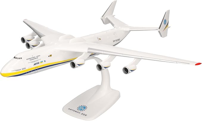 Herpa Snap-fit Airplane Model Antonov AN-225 Mriya on Scale of 1:250, Plastic Miniature with pedastal, Model Building, Collectors Edition