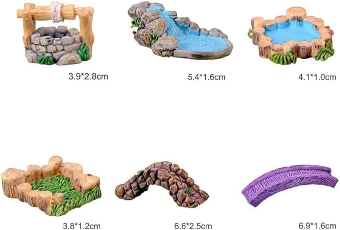Blue DIY Miniature Mini Water Pool Fairy Garden Lawn Ornament Outdoor Statues for Mountain Dollhouse Decor Craft, Garden Sculptures and Statues, Outdoor Statues