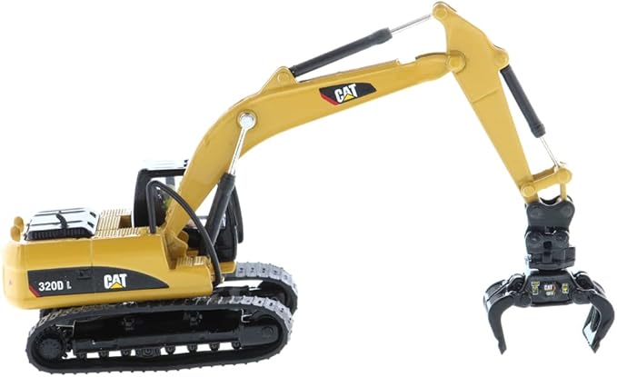 1:87 Caterpillar 320D L Hydraulic Excavator with Multiple Work Tools (Clean Up Bucket, Grapple, Hammer, and Multi Processor) - 85652 - High Line Series by Diecast Masters
