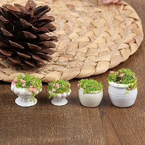 TBoxBo 4 Pcs Dollhouse Plant Bonsai Doll House Mini Potted Plant Artificial Tiny Mini Flowerpot Miniature Hanging Potted Plant Miniature Dollhouse Kit for 1:12 Dollhouse Decor Mini Garden