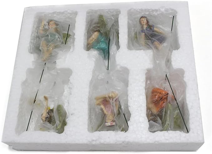 CUIWEI 6 Pcs Mini Garden Figurines Miniatures Fairies Decor for Fairy Outdoor Lawn Yard Home Decoration Indoor Lovely Vintage Resin Fairy Accessories