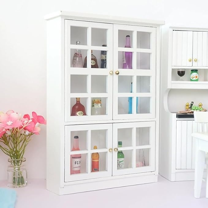 Dollhouse Decoration Accessories,1:12 Dollhouse Furniture Miniature Bookshelf Cabinet Living Room Pretend Toy
