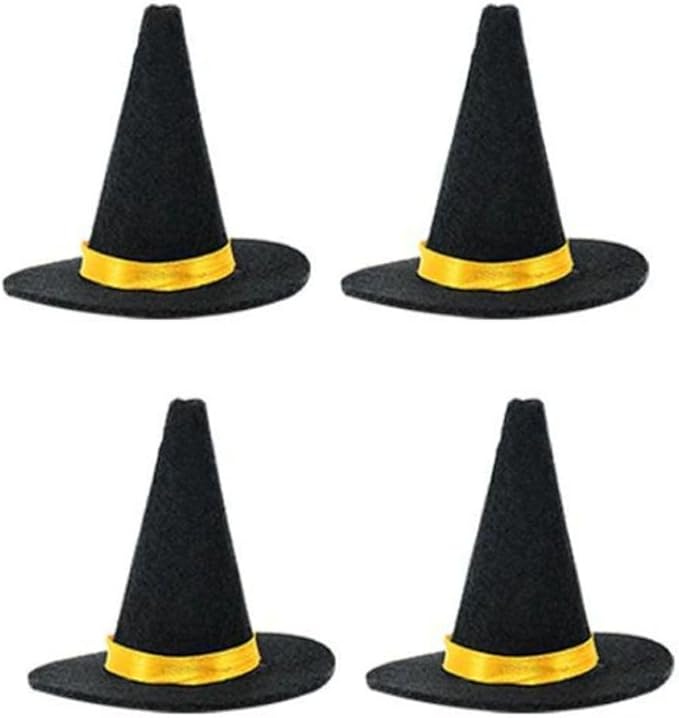 zaoalife 8pcs Mini Halloween Wine Bottle Covers Witch Hats,Miniature Witch Hat,Small Hats for Halloween DIY Home Party Decorations,Black