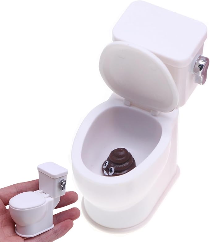 Gxsterd 1/12 Mini Toilet Toy Toilet with Flush Sound Dollhouse Miniature Toilet for Dollhouse Bathroom Accessories