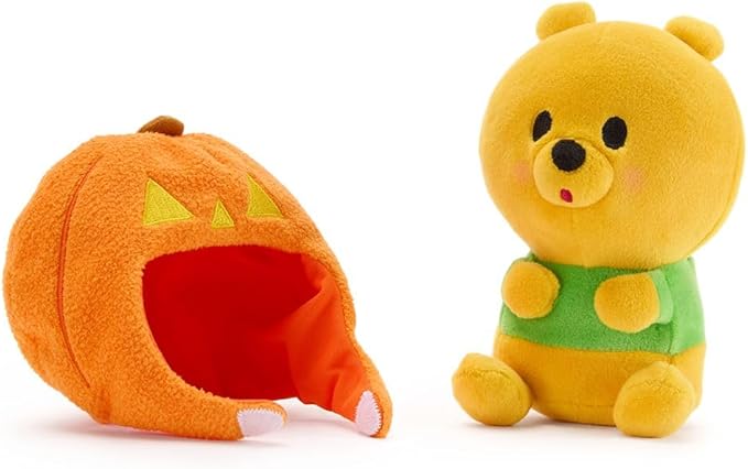 Disney Store Official Mini Mix-Its Plushies – Halloween Pooh - Cute Stuffed Animals - Mix & Match Detachable Hats - Hook and Loop Strap - Plush Toys for Kids and Collectors, 7 Inch