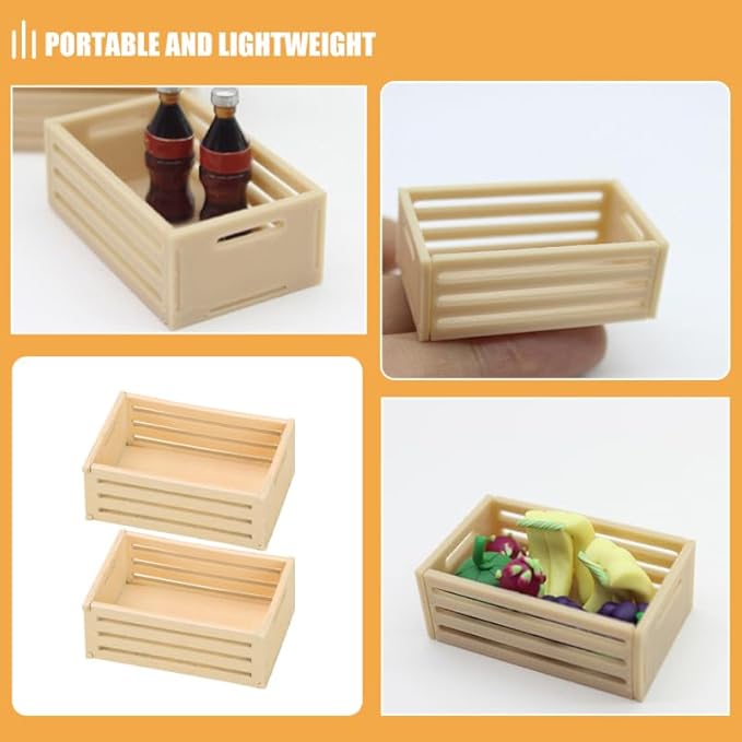 Totority Mini Storage Baskets 6pcs for Dollhouse and Supermarket Shelf, Durable Wooden Miniature Organizers for Warehouse Scene, Space-Saving Design, Perfect for Collectors and Hobbyists