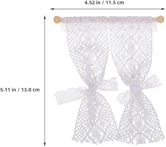TOYANDONA 3pcs Dollhouse Curtains, 1/12 Scale Dollhouse Lace Curtains Miniature Window s for Miniature Accessories