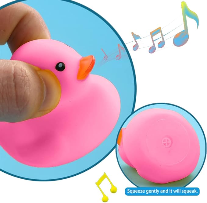 16PCS Pink Rubber Duck Kids Bath Duck Toys ,Squeak Rubber Ducks in Bulk Rubber Ducks Baby Shower Duck Decorations Party Favors (2.2’’)
