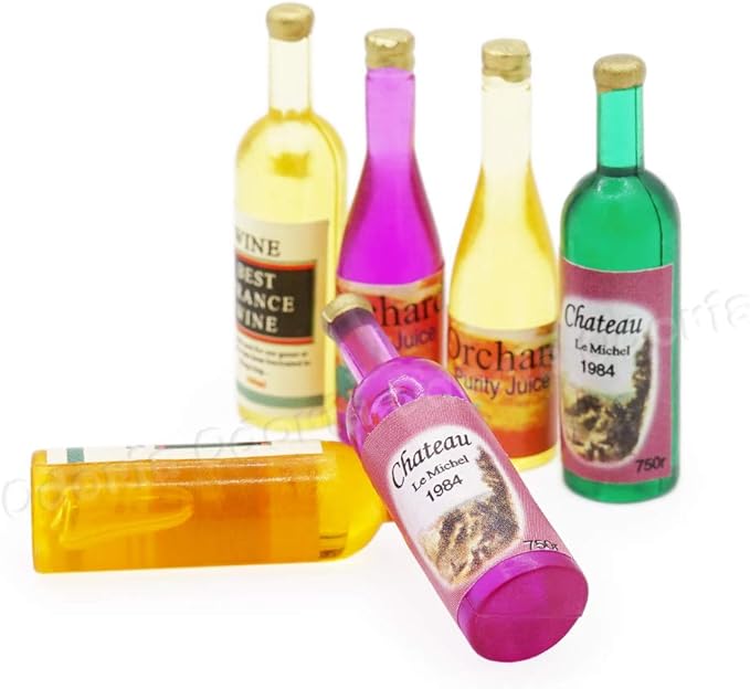 Odoria 1/12 Miniature Wine Bottles 6Pcs Dollhouse Decoration Accessories