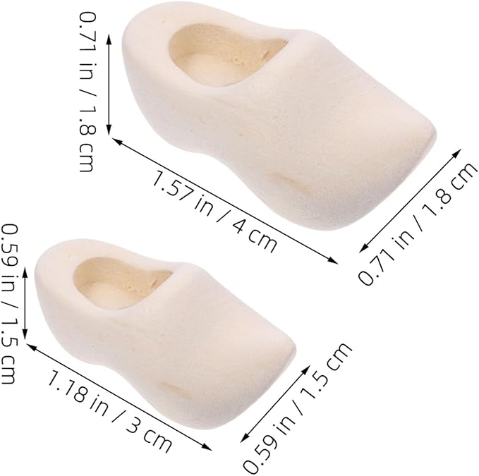 UPKOCH 6 Pairs Mini Wooden Shoes - Miniature Finger Clog Unfinished Wood Shoes Crafts DIY Blank Doll Footwear for Dollhouse Decorations Accessories 3 4 cm