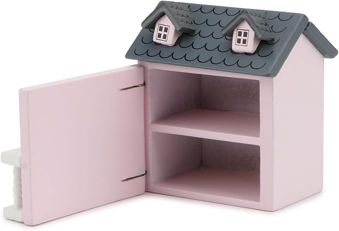 Miniature Cottage for Dollhouse Accessories Desktop Decor Wooden Mini House Storage Decoration Ornament Nice Present for Miniature Lovers (Pink)