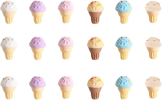Mini Ice Cream Cone Model Dollhouse Accessory 0.83 Inch Realistic Miniature Ice Cream Prop for DIY Home Decor Photography