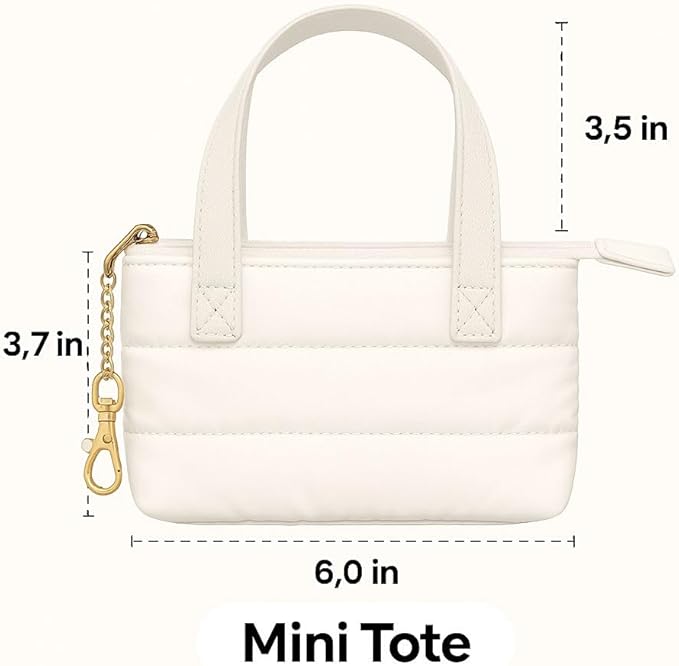 MyfavoriteK Cute Mini Tote Keychain Fancy Coin Pouch Charm Stylish Purse Key Chain for Women Novelty Puffer Handbbag Key Ring