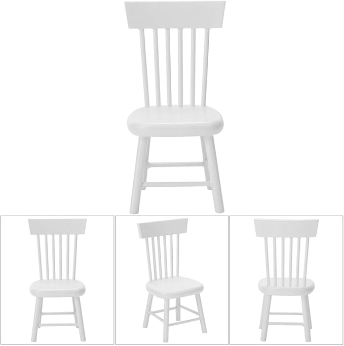 1PCS Doll Chair, Dollhouse Chairs, Miniature Chair, Portable 1:12 Doll House Furnitu, for Wedding, Dollhouse Dinning Room Home Decor Photography Props, 3.3x1.8x1.6 inch, White