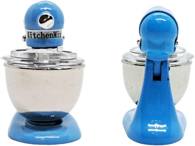 ChangThai Design Tiny 1¼" High Blue Bread Dough Mixer Kneader Machine Movable Figurine Steel and Resin Miniature Decoration Accessories Replica Decorative Collectible Figurines Home Décor Gifts