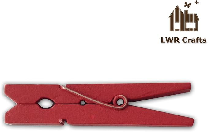 LWR CRAFTS Wooden Small Clothespins 1-7/8" 4.8cm 50 Pieces Per Pack (Red)