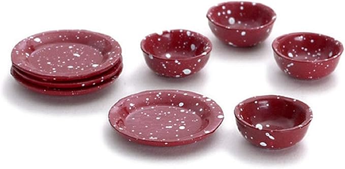 Dollhouse Miniature 1:12 Scale 8 Pc Redware Dish SET #Im65305
