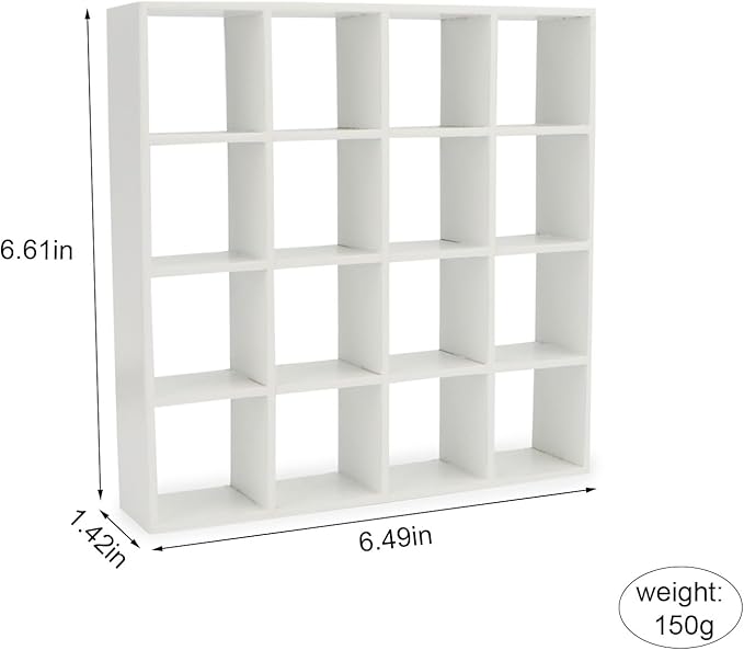 Miniature Furniture Storage Rack 1/12 Dollhouse Furniture 16 Grid Shelf Bookshelf Display Shelf Wall Rack Stand Mini House Scene Decoration (White)