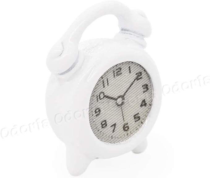 Odoria 1/12 Miniature Alarm Clock Dollhouse Decoration Accessories, White