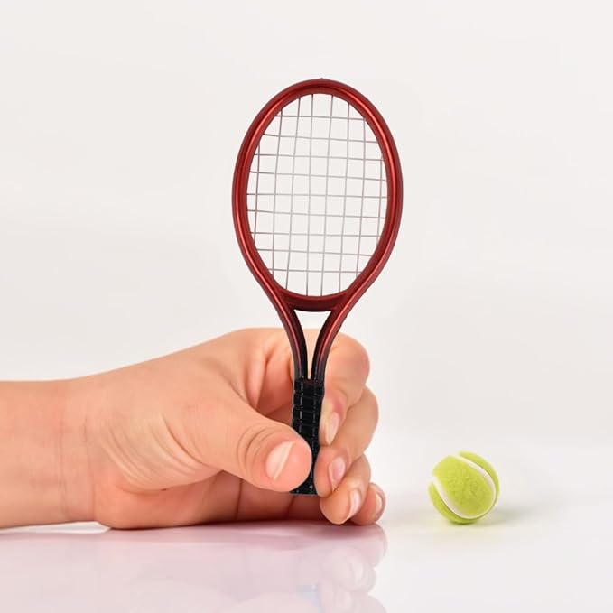 HUIANER Miniatures Tennis Racket 12pcs Mini Tennis Racket Keychain Dollhouse Accessories Sports Mini Tennis Set Mini Dollhouse Kitchen Fairy Garden Cake Topper Decoration