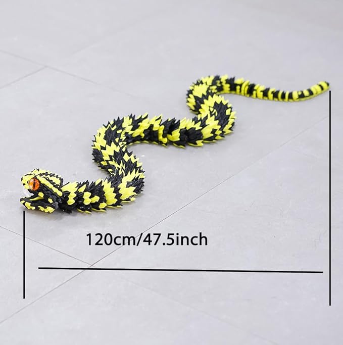47.5inch Super Large 3D Printed Snake Models,Movable Teeth,Flexible Joint Animal lacertid Figurines, Stress Relief, Fidget restlessness, ADHD Toys, Surprise Fantasy Gifts (47.5inch-by)