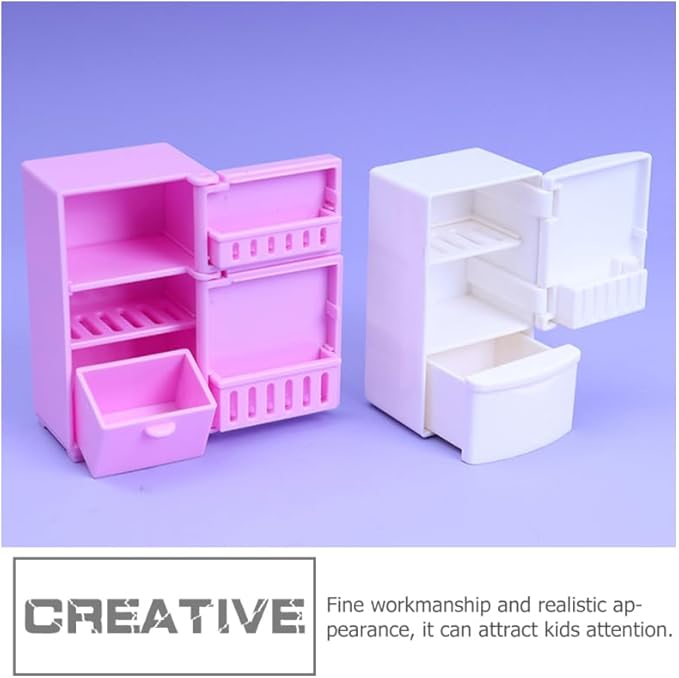 Vaguelly 1:12 Dollhouse Furniture Refrigerator Dollhouse Freezer Furniture Refrigerator Miniature Playhouse Decoration