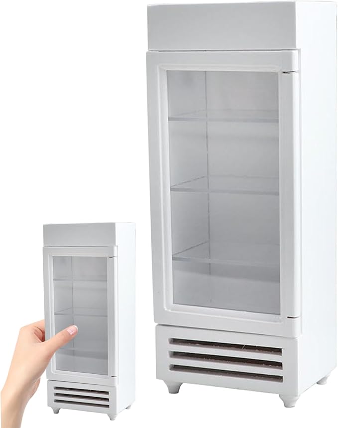 Miniature Dollhouse Accessories, Realistic Faux Wooden Refrigerator Dollhouse Accessories, Exquisite Miniatures Toys