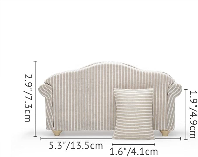 Odoria 1/12 Miniature Couch Sofa Dollhouse Furniture Accessories, Khaki