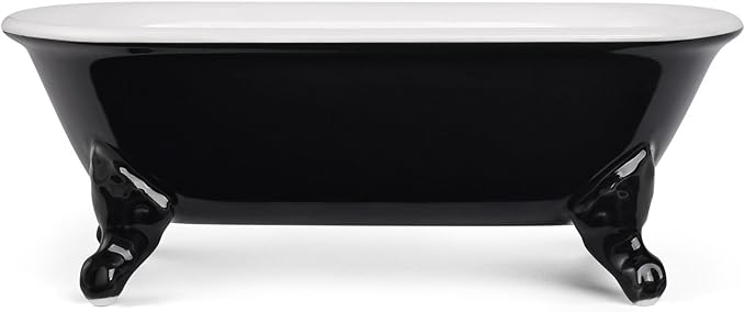 NEWHENGS 6.5" Ceramic Mini Decorative Clawfoot Bathtub Bar Soap Dish, Kitchen Sponge Holder and Shower Tray for Bathroom, 1 Pack(Black)