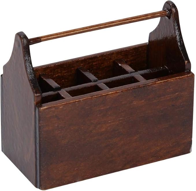 Doll House Toolbox,Eecoo Miniature Tool Box Wooden Toolbox Model for 1/12 Doll House Accessories with 8PCS Metal Tools Set
