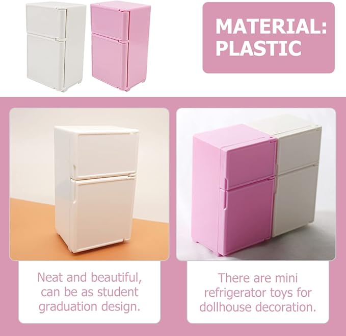Kisangel 2pcs Doll House Refrigerator Mini Fridge Toy Dollhouse Fridge Miniature Toys Dollhouse Refrigerator Toy for Kids Dollhouse Furniture