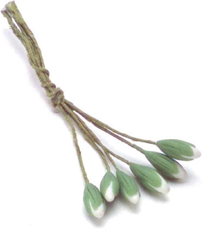 Dollhouse Miniature Set of 6 White Water Lily Buds by Falcon Miniatures