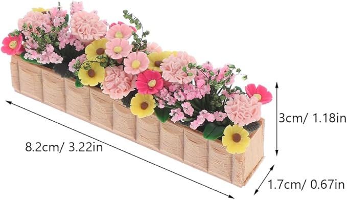 GANAZONO 2pcs Miniature Flower Bed Dollhouse Garden Planter Bed Mini Window Box Micro Landscape Decoration Fairy Garden Dollhouse Accessories
