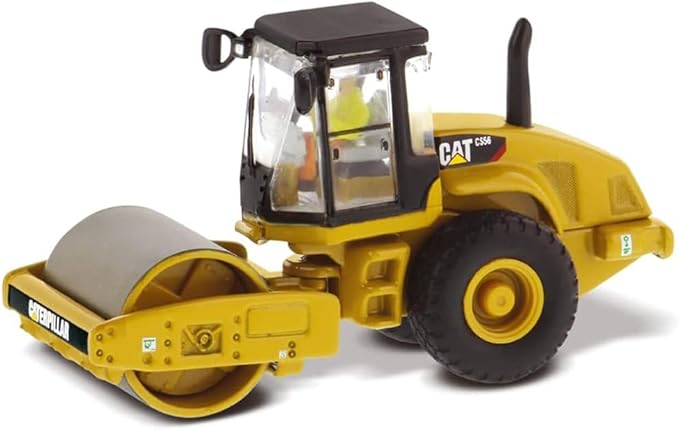 1:87 Caterpillar CS56 Smooth Drum Vibratory Soil Compactor - HO Models by Diecast Masters - 85246 - Functioning Wheels & Rolling Drum
