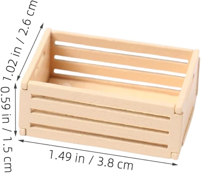 Lurrose 5Pcs Miniature Wooden Crates for Dollhouse Furniture Realistic Storage for Crafting and Decoration Mini Crates for Kitchen and Supermarket Scenes