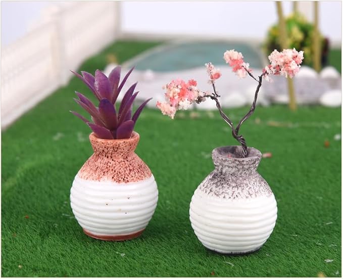 6Pcs Mini Bud Vases - Tiny Resin Flower Vases, Micro Landscape DIY Decor, Moss Succulent Ornaments, Fairy Garden Accessories, Home Tabletop Decoration, Gift for Plant Lovers