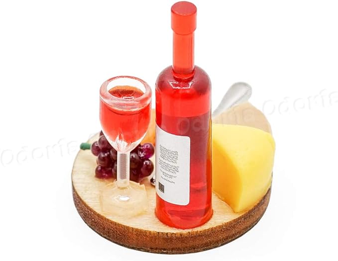 Odoria 1/24 Miniature Wine and Cheese Food Dollhouse Decoration Accessories