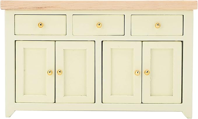 1:12 Scale Birch Dollhouse Storage Cabinet - Miniature Living Room Furniture for Dollhouses (Cream Color)