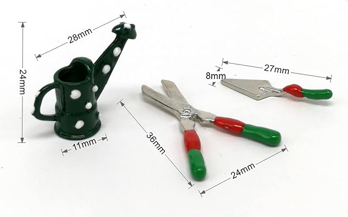 6 Pcs 1:12 Miniature Dollhouse Garden Tools Miniature Shovels Watering Can Mini Doll House Working Accessories [FDXGYH]